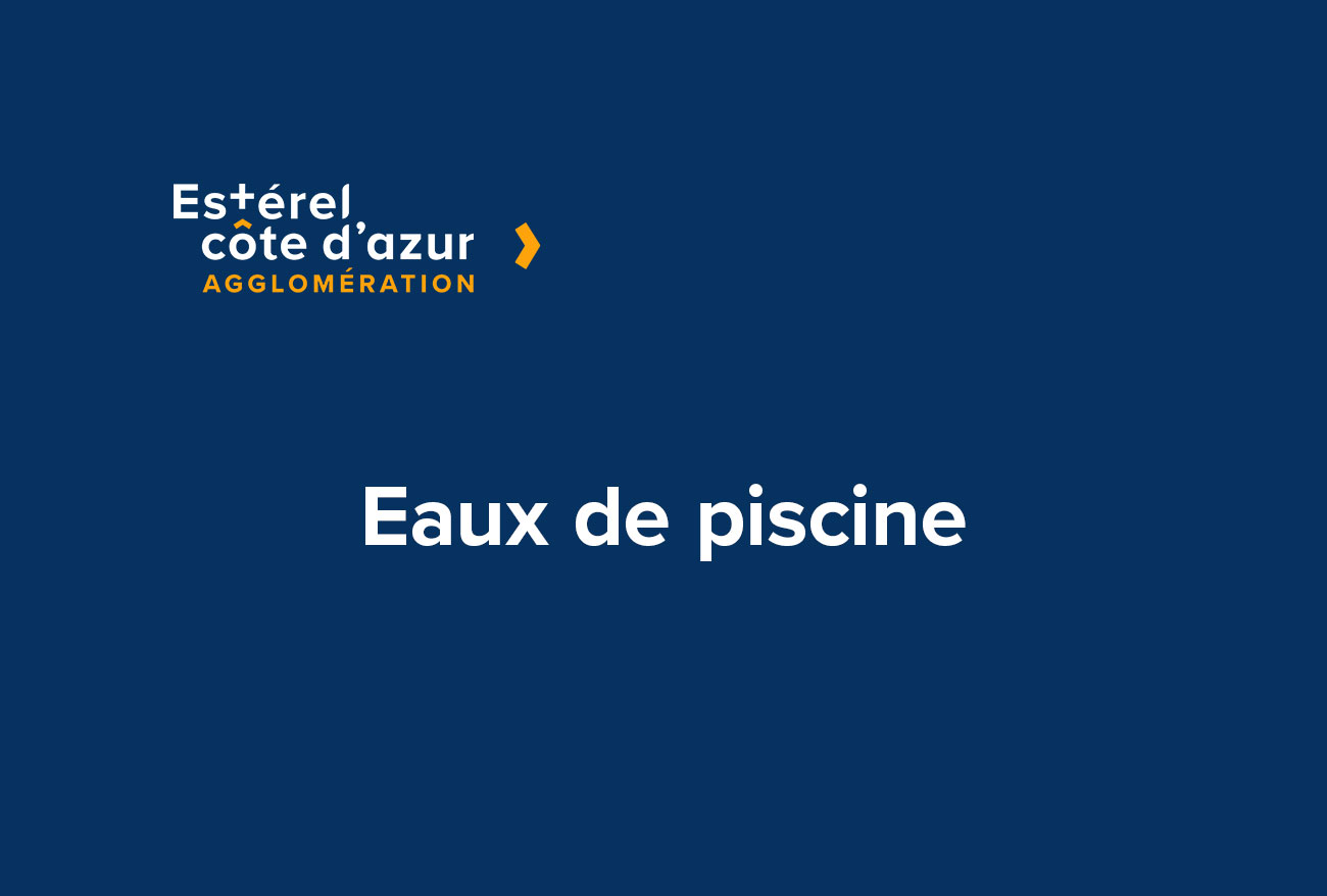 Visuel sur fond bleu avec le logo avec le titre de l'article en blanc pour la page eaux de piscine