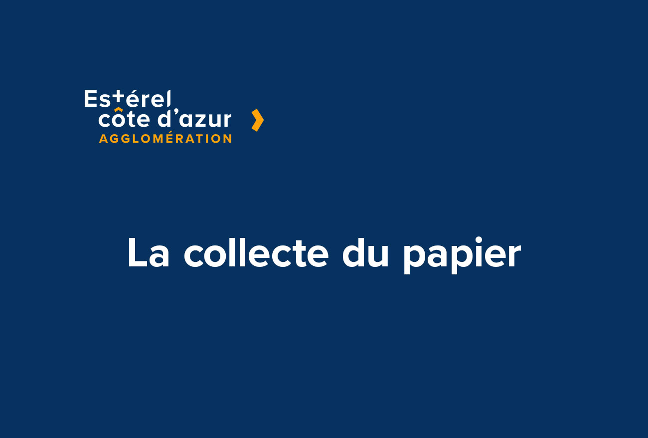 Visuel sur fond bleu avec le logo avec le titre de l'article en blanc pour la page la collecte du papier