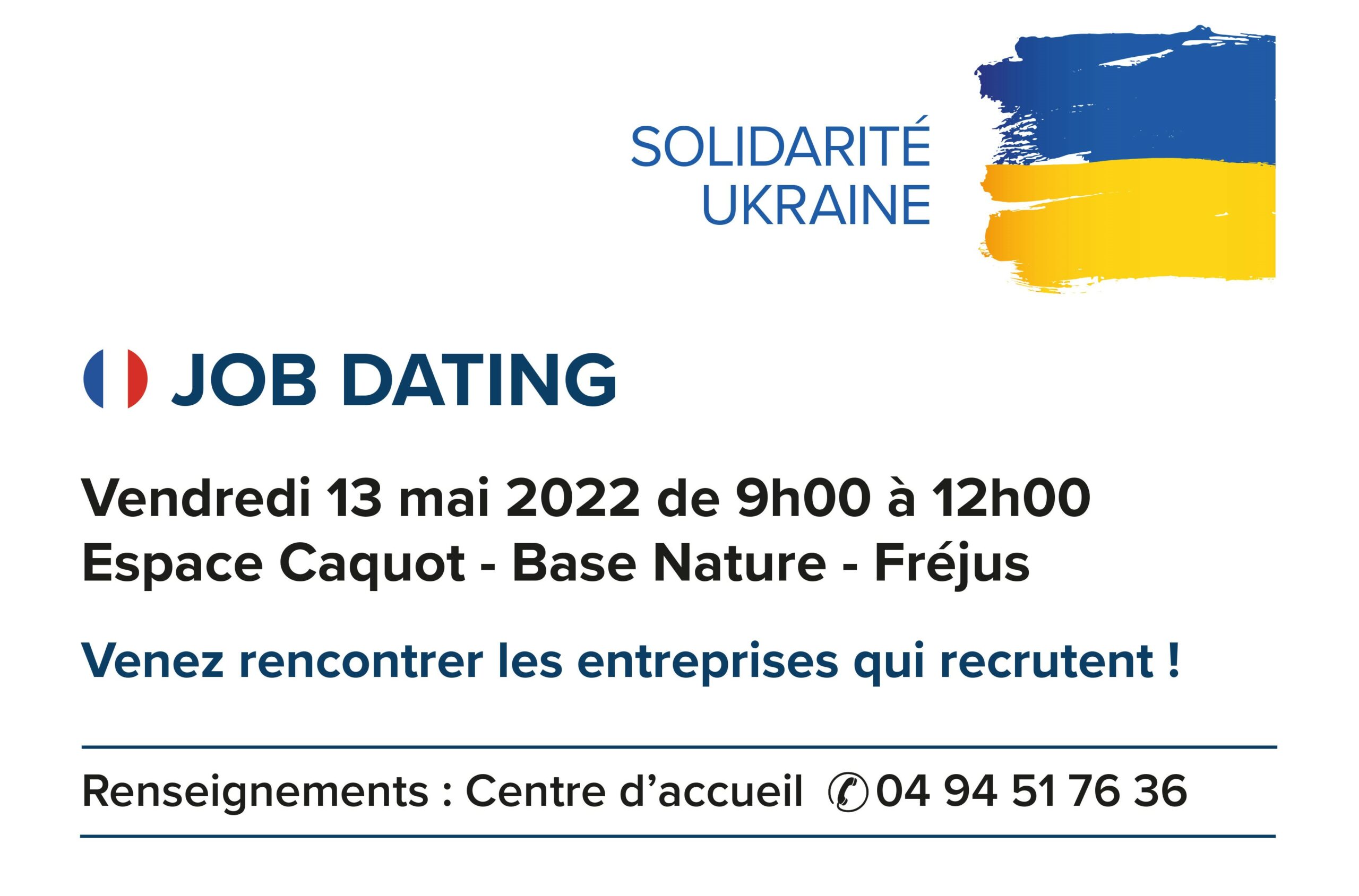 Encart de la partie française de l'affiche au format A3 pour le job dating solidarité Ukraine