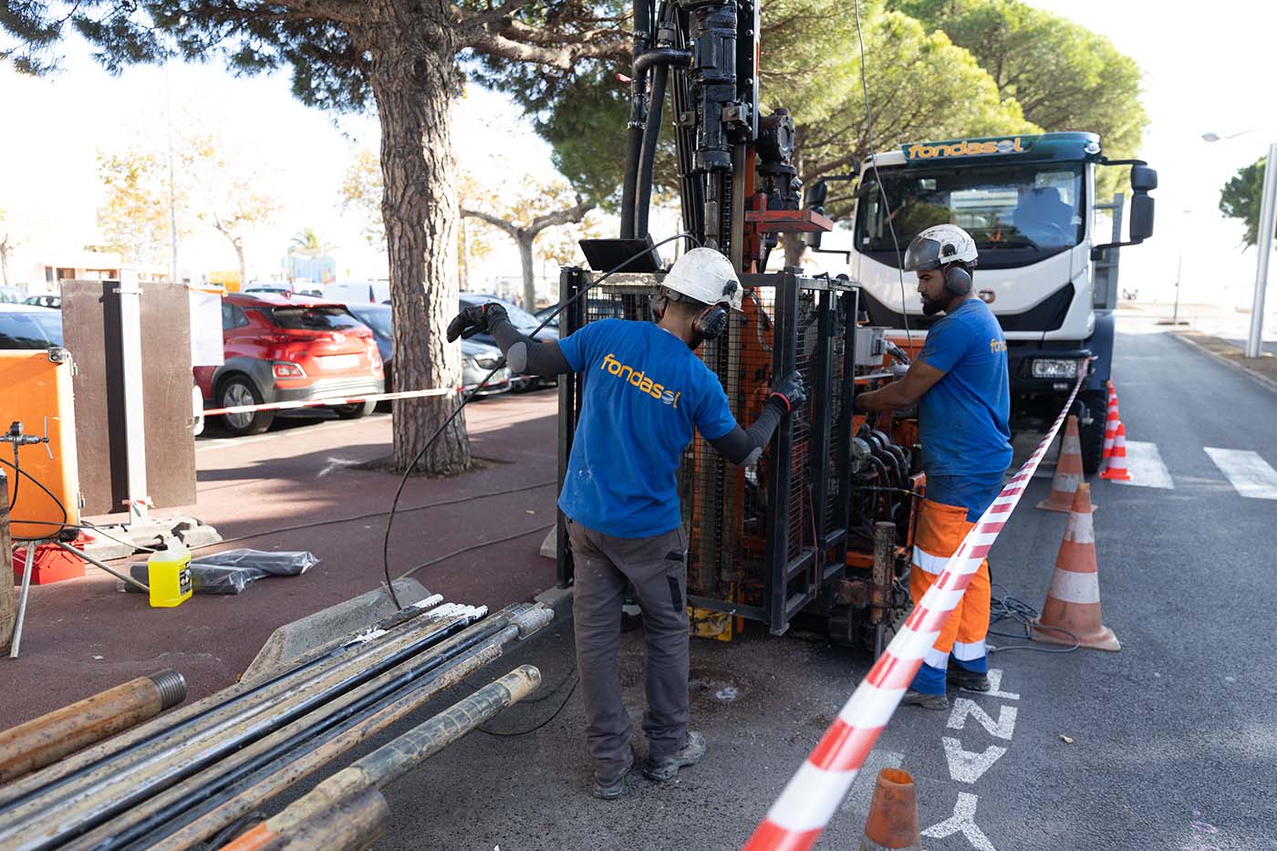 Travaux de sondages géotechniques place République Fréjus