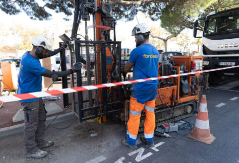 Travaux de sondages géotechniques place République Fréjus