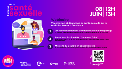 Affiche webinaire : vaccination et dépistage en santé sexuelle sur le territoire Estérel Côte d'Azur Agglomération