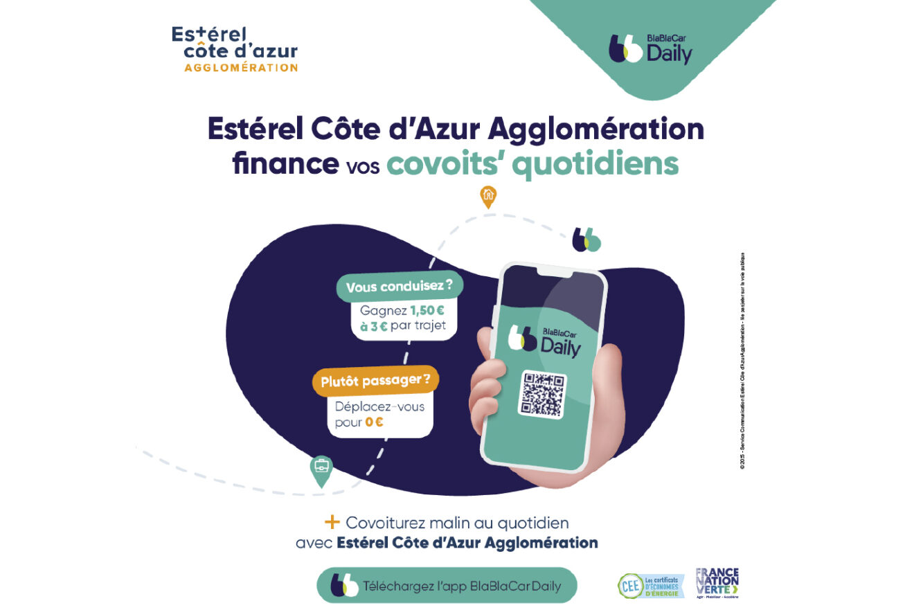 Le covoiturage du quotidien se poursuit sur le territoire Estérel Côte d'Azur Agglomération en 2026 avec BlaBlaCar Daily